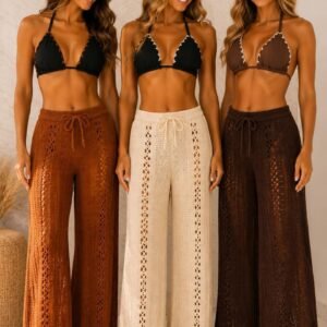 Calça tricô premium bordada